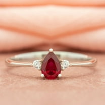 Pear Cut 2.5Ct Natural Moissanite Ruby/Diamond Ring in 14K Yellow Gold Plated