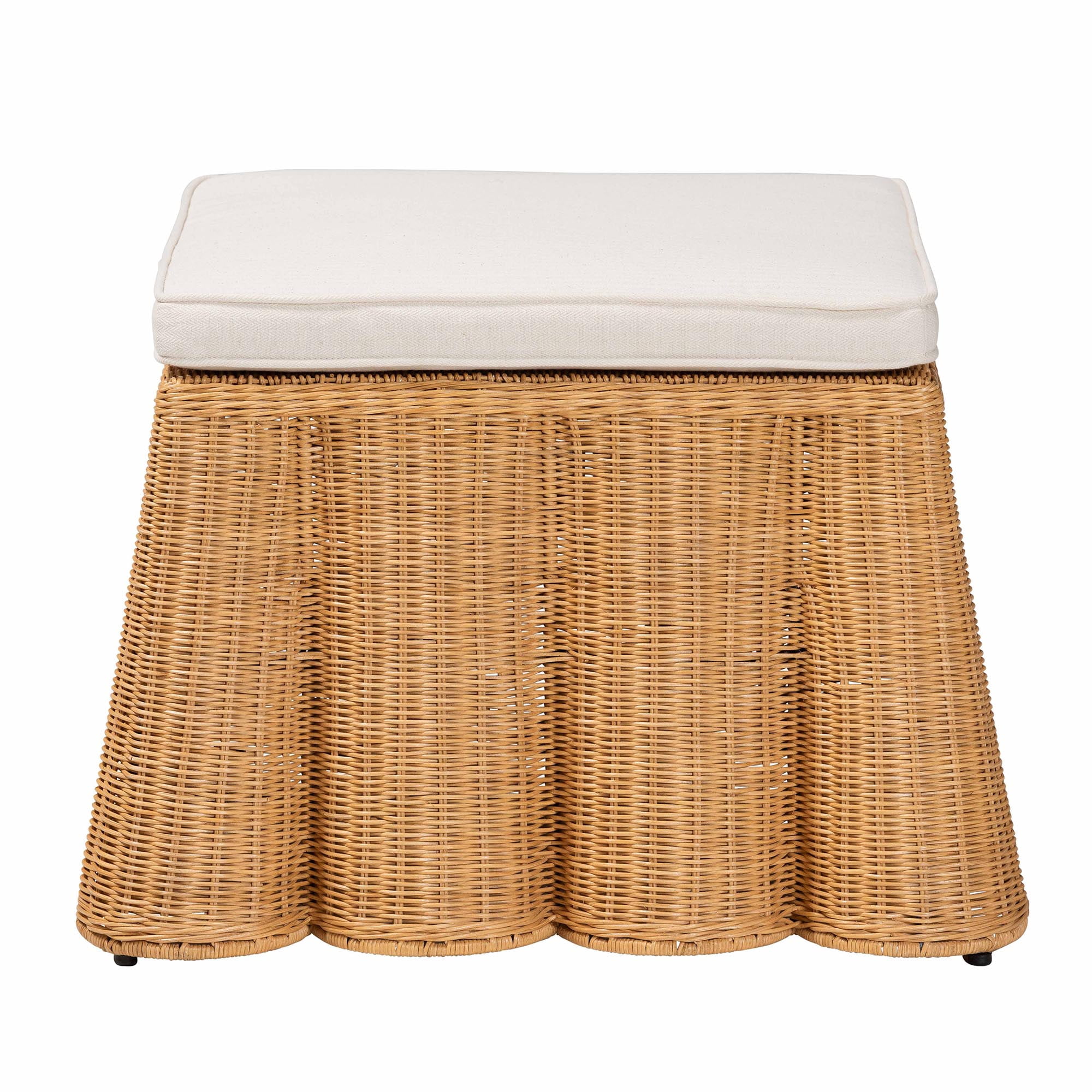 bali & pari Palm Boho Ottoman, Natural Rattan, Honey