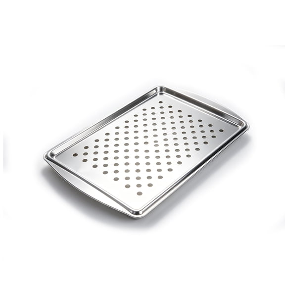 Stainless Steel BBQ Grill Topper Tray, 13.2 x 9.2 Inch Grilling Basket for Meat, Fish, Vegetables, Non-Stick Perforated Pan for Indoor & Outdoor Grill