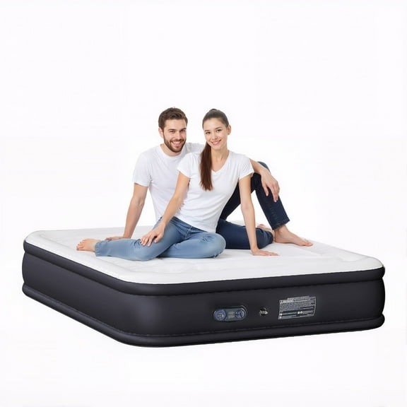 TINKLE WELL Queen Size Air Mattress with Built-in High Capacity Pump, 16" Extra Tall Raised Airbed, Non-Slip Bottom Design, Supports 660 lbs, Inflatable Mattress for Home, Camping and Travel