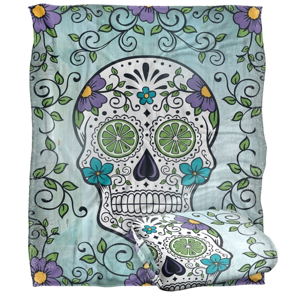 bCreative - Retrorocket Studio Blanket, 50'x60' Sugar Skull Silky Touch Super Soft Throw Blanket