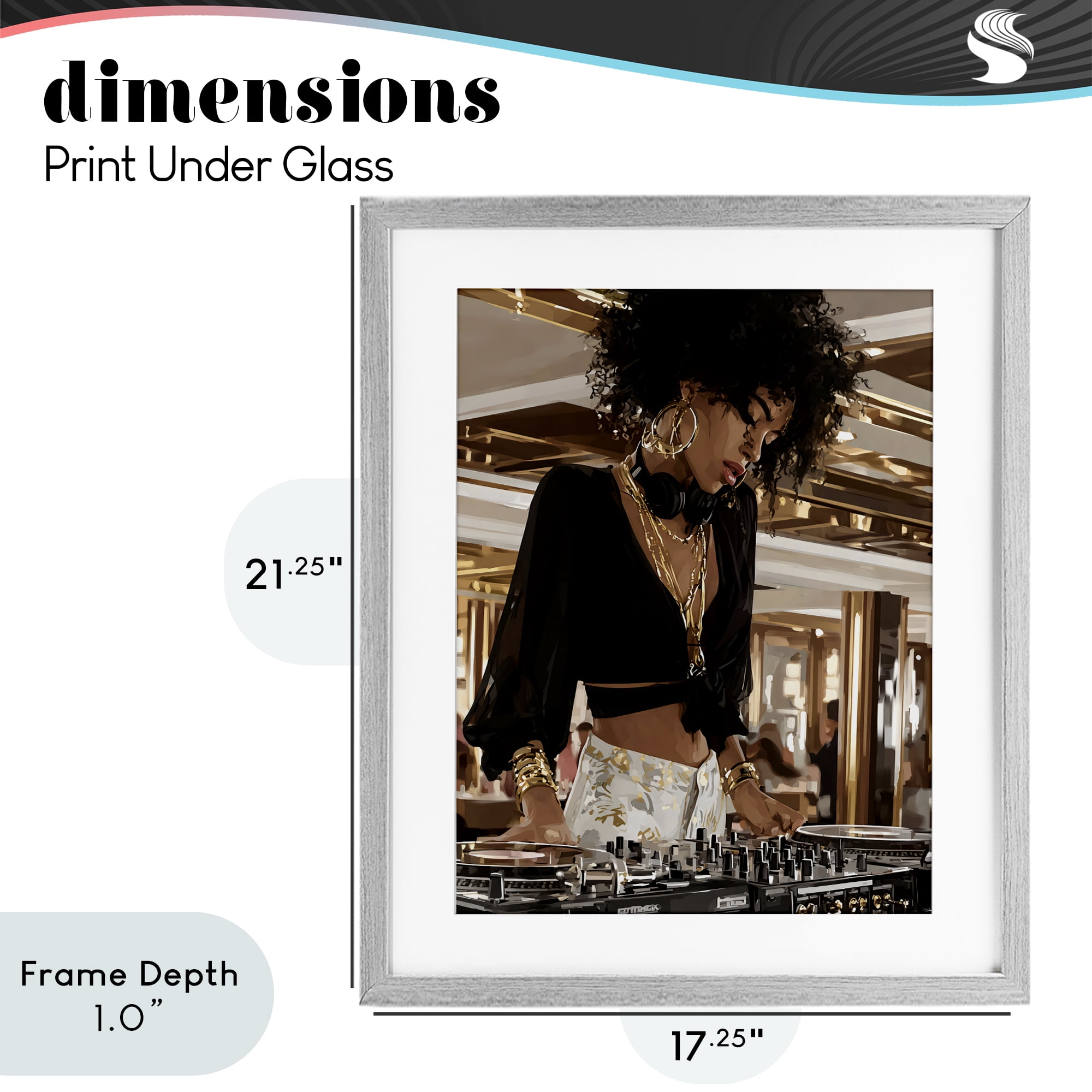 Stupell Industries Woman Of Music Live DJ Gray Framed Print Under Glass, design by Franklyn Gregory