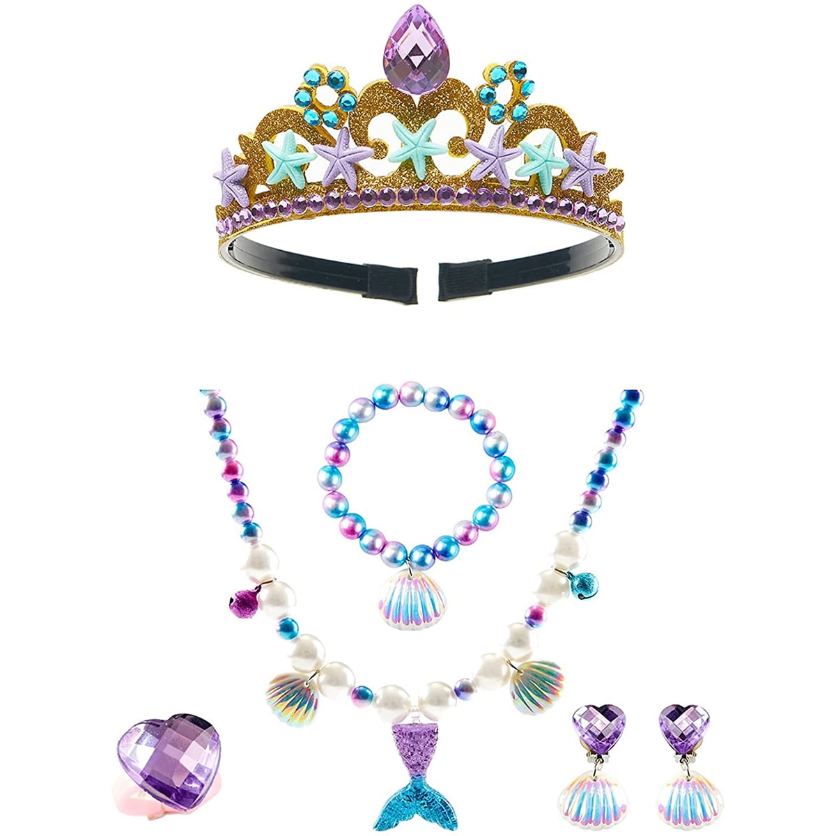 HAWEE Mermaid Crown Kids Jewelry Set for Girls Birthday Gift Princess