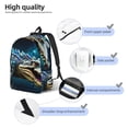 thumbnail image 3 of Disketp Starry Sky Colorful Crocodile print Canvas Backpack Lightweight Travel Daypack Student Rucksack Laptop Backpack-Medium, 3 of 5
