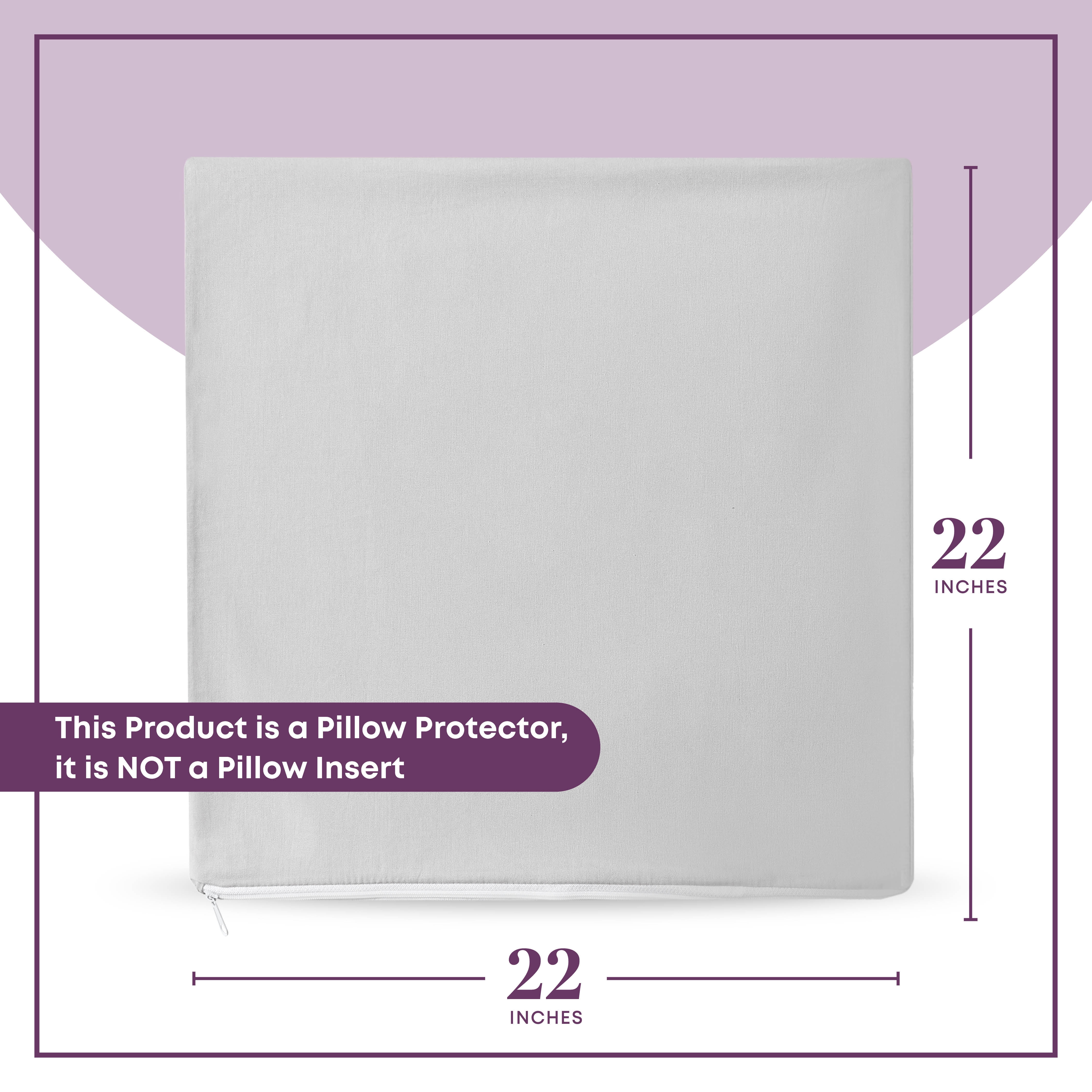 CIRCLESHOME Throw Pillow Protectors - 100% Cotton Breathable Pillowcases - 22 X 22 Square Pillowcases - Protects Pillows from Dirt, Dust and Debris (Square Pillow - 4 Pack- 22x22)