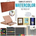 thumbnail image 2 of U.S. Art Supply 103-Piece Deluxe Art Creativity Set in Wooden Case with Wood Desk Easel - Artist Painting Pad, 2 Sketch Pads, 24 Watercolor Paint Colors, 17 Brushes, 24 Colored Pencils, Drawing Kit, 2 of 7