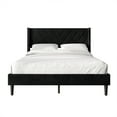 thumbnail image 2 of Castle Place Sophisticated Wingback Velvet Upholstered Twin Platform Bed, Black, 2 of 11