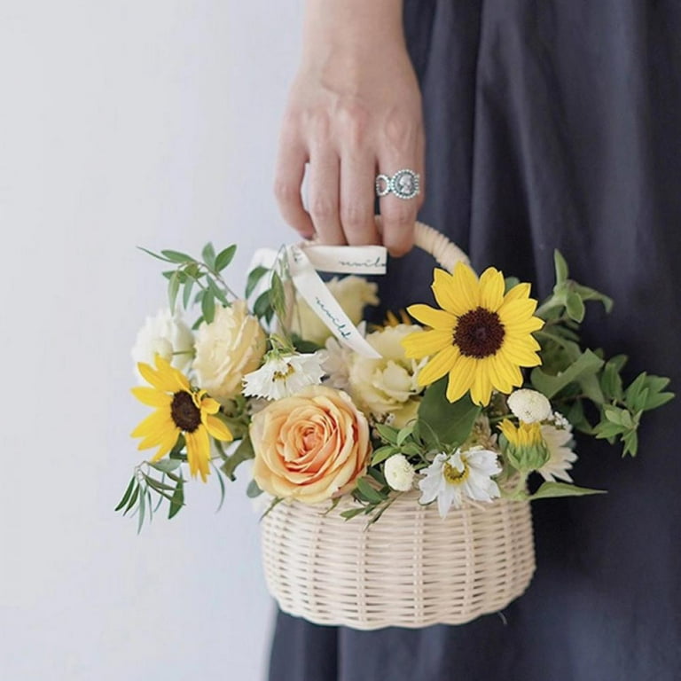Cestino Fiori Sposa In Vimini - 13cm Altezza | Design Rustico Per Matrimoni E Decorazione - Foto 13