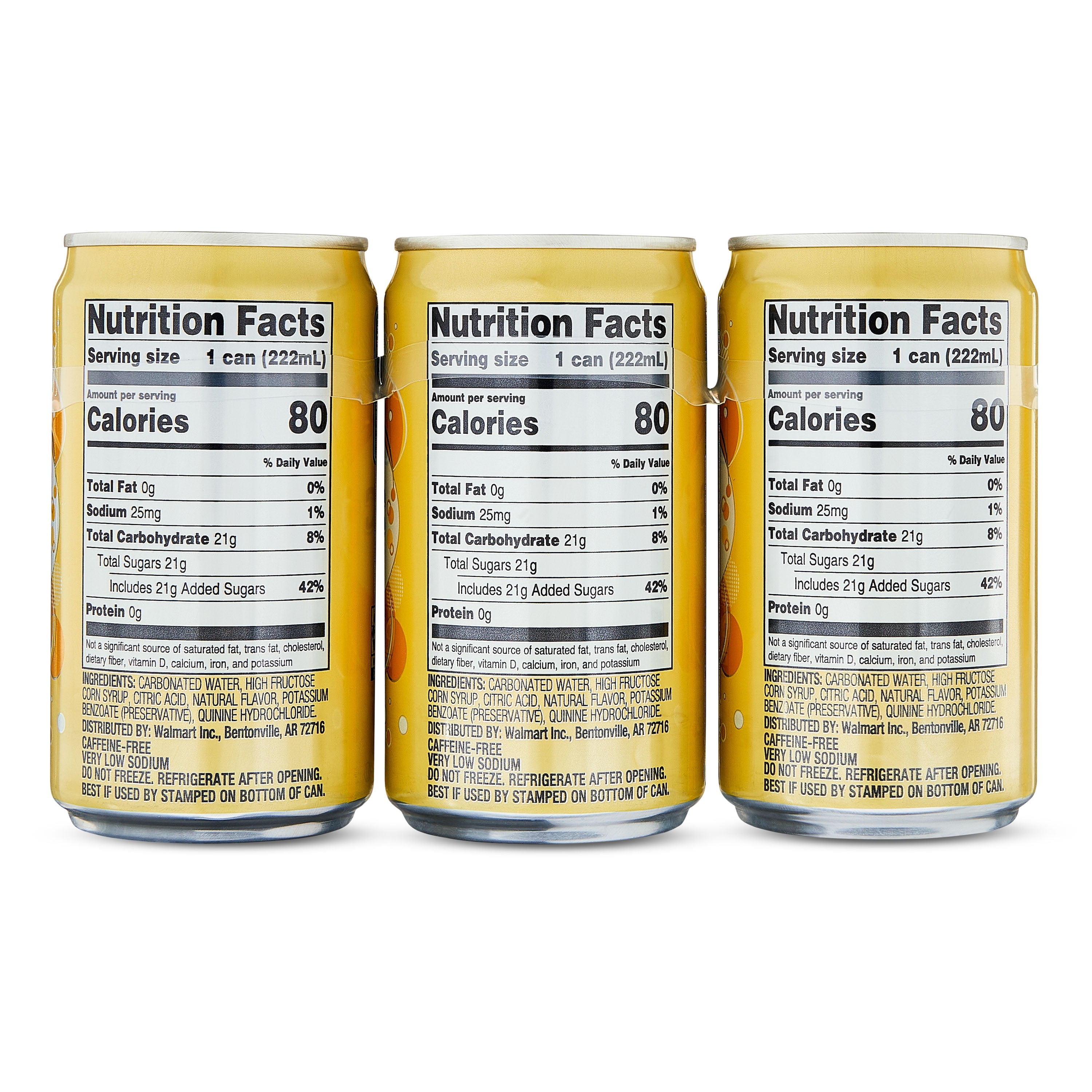 Great Value Tonic Water, 7.5 fl oz, 6 pack Cans Decaffeinated bitter Bottle