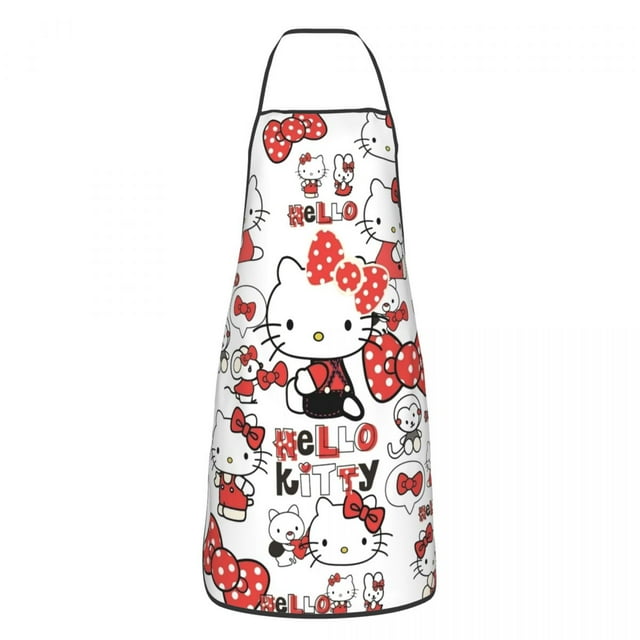 Custom Bib Hello Kitty Cat Apron for Men Women Unisex Adult Chef Kitchen Cooking Tablier Cuisine Painting
