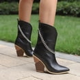 thumbnail image 4 of NECHOLOGY Botas Mujer Adulto Femenino Zapatos Botines de mujer Botas de tacón gruesas con decoración de de metal de cuero de moda para mujer (Black, 7.5), 4 of 7