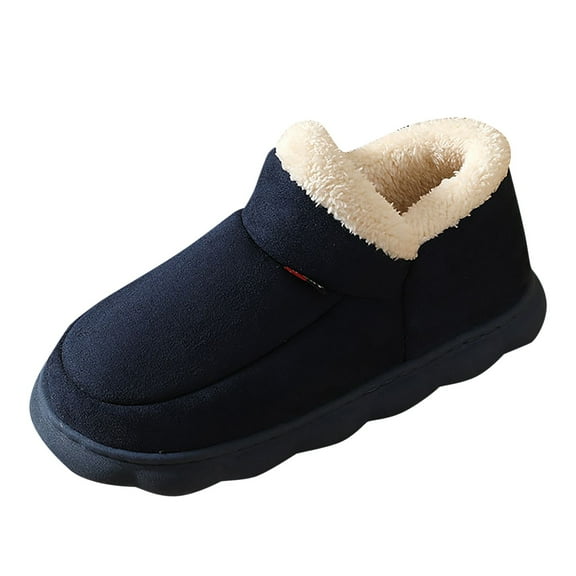 eileial Women's Slippers Fuzzy Slip on Indoor Outdoor House Shoes,Navy 6.5