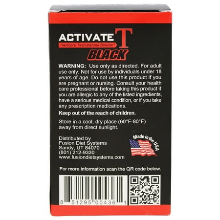 Fusion Diet Systems - Activate T Black Hardcore Testosterone Booster - 90 Capsules