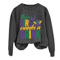 thumbnail image 4 of Tweang Women's Mardi Gras Mask Graphic Shirts Women's Mardi Gras Print Casual Hooded Sweatshirt Mardi Gras Carnival Shirts Christmas Vacation Shirts Mardi Gras Sequin Top Blouses for Women Gray 1 S, 4 of 4