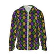 thumbnail image 2 of Uemuo Mardi Gras Shiny Green Purple Pattern Women's Full Zip UPF 50+ Sun Protection Hoodie Jacket Long Sleeve Sun Shirt Hiking Outdoor Performance with Pockets-Medium, 2 of 9