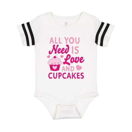 

Inktastic Valentines Day All you Need is Love and Cupcakes Gift Baby Boy or Baby Girl Bodysuit