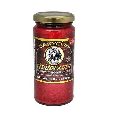 Zakuson Gourmet Horseradish With Beets 8.8Oz - Authentic Gourmet Condiment, Traditional Russian Flav