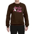 thumbnail image 2 of In October We Wear Pink Awareness Unisex Crewneck Graphic Sweatshirt, Brown, Large, 2 of 3