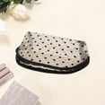 thumbnail image 3 of 1 Pc Mesh Flocking Heart Pattern Makeup Bag for Travel Beige Mesh Fabric, 3 of 6