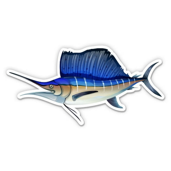 Sailfish Fish Fishing - 3" Vinyl Sticker - For Car Laptop Water Bottle Phone - Waterproof Decal