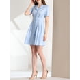 thumbnail image 5 of Allegra K Women's Button Up Ruffle Front Ruched Waist A-Line Dress, 5 of 6