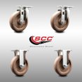 thumbnail image 2 of 5 Inch 316SS High Temp Glass Filled Nylon Swivel Top Plate Caster Set 2 Rigid, 2 of 2