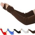 thumbnail image 2 of Arm Sleeves Solid Color Elastic Unisex Thumb Hole Arm Warmers Winter Arm Covers, 2 of 10