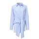 thumbnail image 1 of Blusa de camisa asimétrica con botones y cordones en la cintura con cuello vuelto a la moda para mujer ZefeiWu 8390613877734, 1 of 1