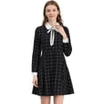 thumbnail image 1 of INSPIRE CHIC Robe Vintage à Carreaux Noire pour Femmes avec Col Contrasté Peter Pan, 1 of 6