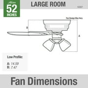 Hunter - Builder Indoor Low Profile Ceiling Fan With Light, 52-inch, New Bronze, Traditional-style, 3-speed WhisperWind Motor, 53327, for Living Rooms, Bedrooms