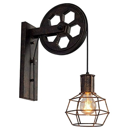

Fjofpr Retro Pulley Industrial Style Creative Personality Decoration Corridor Wall Lamp Kitchen for Home Decorations