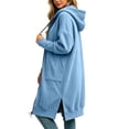 thumbnail image 5 of QIYAGBSA Hoodies for Women Long Zip Up Hooded Sweatshirt Side Slits with Pockets Casual Fall (Light Blue, M), 5 of 6