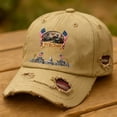 thumbnail image 5 of XIAOCHA Distressed Printed Dad Hat for Men Adjustable Hat Band Sports Party Baseball Cap for Daily Ball Cap,Beige, 5 of 5