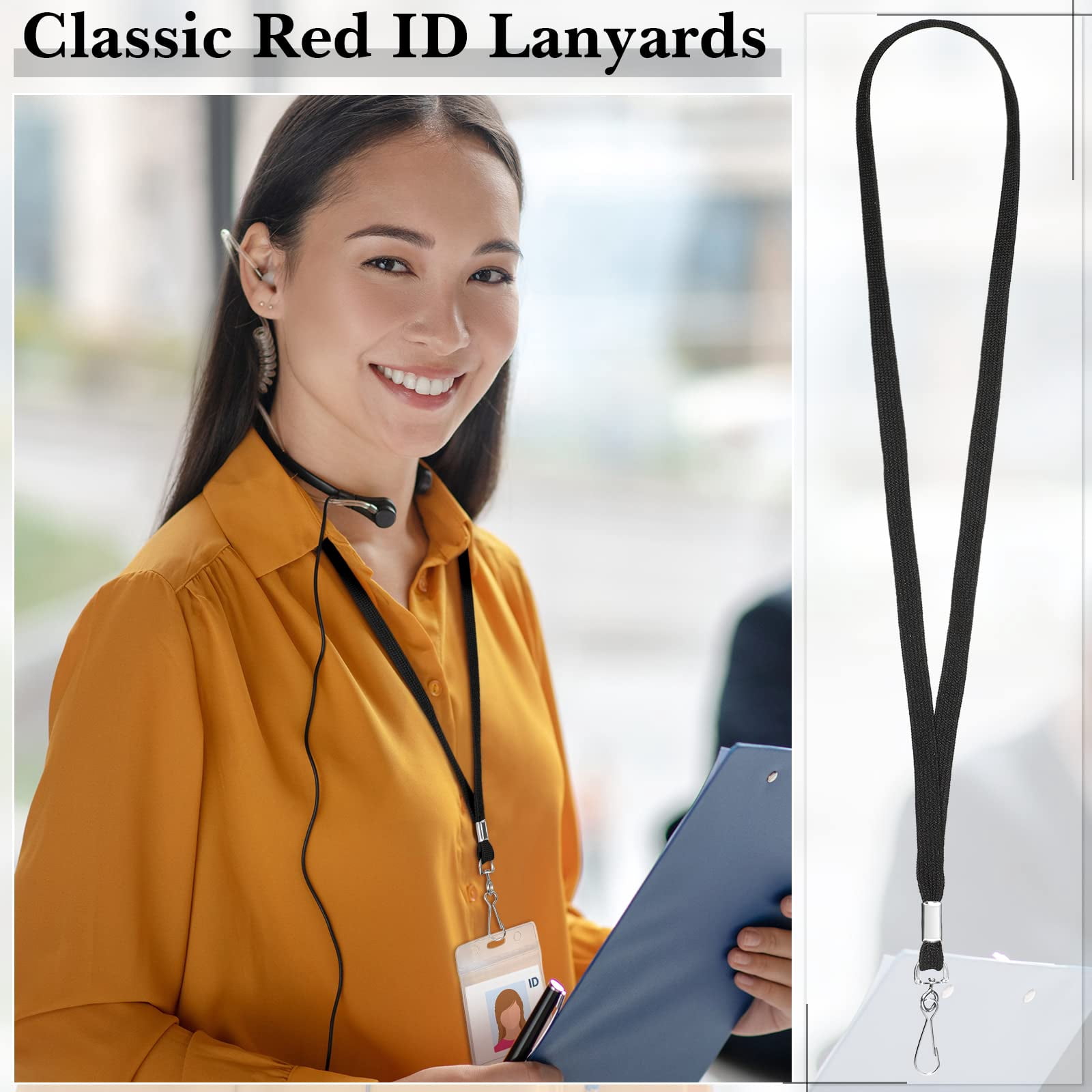 200 Lanyards For Id Name Badge Holder Neck Lanyard Flat With Clips Straps Office School Nurse