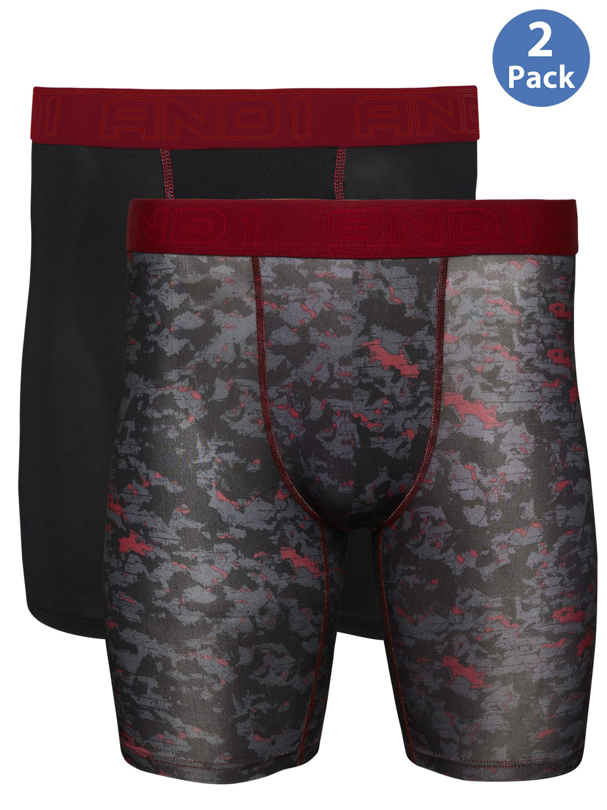 AND1 AND1 Men's Longer Length Performance Boxer Briefs, 2 Pack