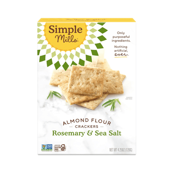 Almond Flour Crackers, Rosemary & Sea Salt - Gluten Free, Vegan, Healthy Snacks, 4.25 Ounce (Pack of 1)