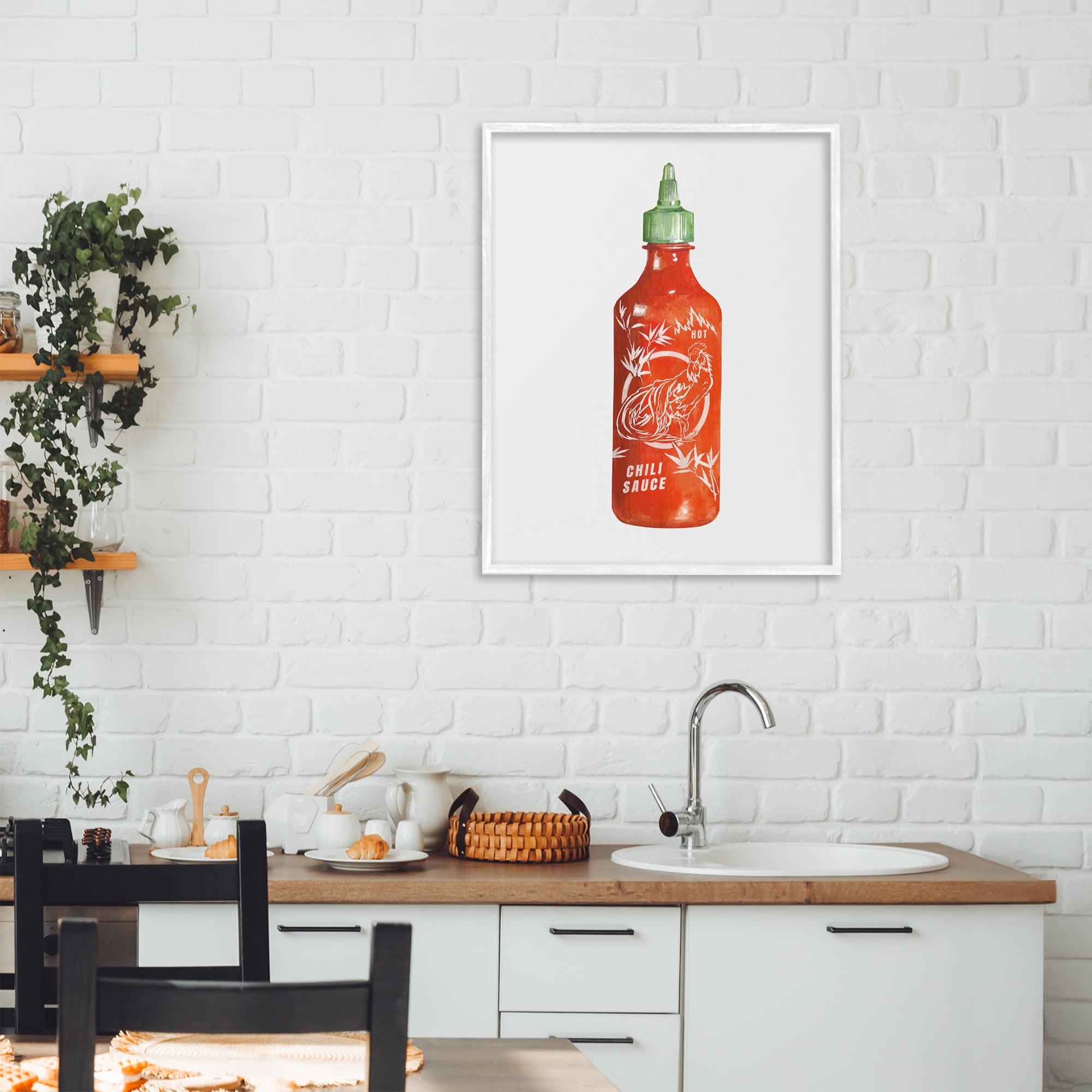 Stupell Industries Iconic Hot Sauce Bottle White Framed Giclee Art, design by Rylen McNett