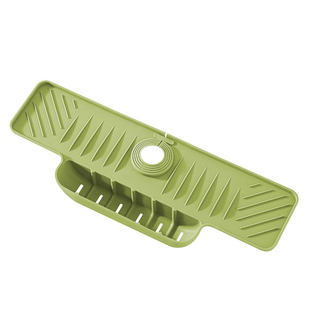 Protector contra salpicaduras de agua, manija del grifo, bandeja receptora, accesorios para fregadero, fácil limpieza, alfombrilla para grifo detrás Verde