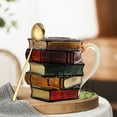 thumbnail image 4 of 3D Painted Book Mug - Colorful Stack of Books Coffee Cup, Unique Novelty Gifts for Book Lovers, Women, Readers, Librarians - 6oz Resin Bookworm Mug for Coffee & Tea, 4 of 6