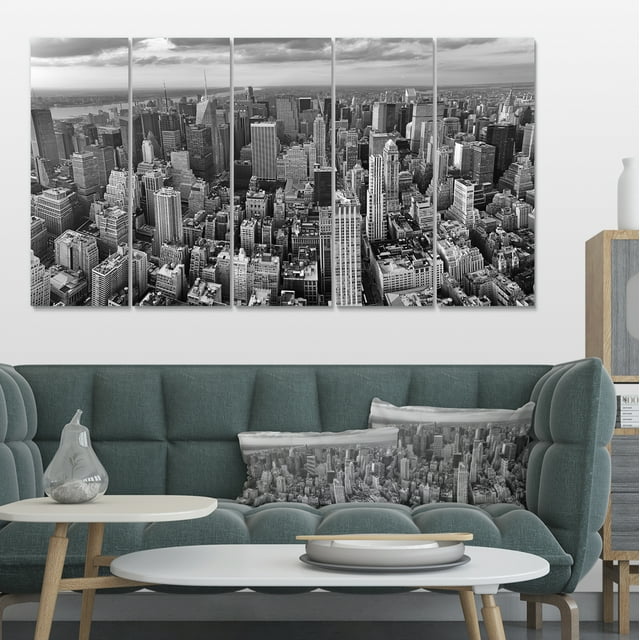 Vue Aérienne Panoramique de Manhattan - Impression sur Toile de Paysage Urbain Moderne