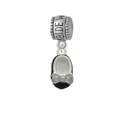 Black Enamel Baby Shoe with Bow - Abide With Me Charm Bead