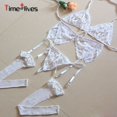 thumbnail image 3 of Conjunto De Cuatro Piezas De Moda Para Mujer Lencería Ropa Interior De Gasa Para Dormir Sujetador + Tanga + Cinturones De Liguero, 3 of 3
