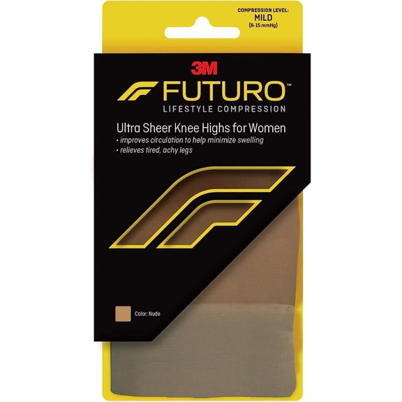 FUTURO Ultra Sheer Knee Highs for Women, Nude, Large