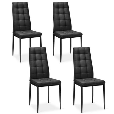 GLINTEX Set of 4 Fabric Dining Chairs Set with Upholstered Cushion and High Back, Kitchen and Dining Room Chairs, Black