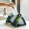 thumbnail image 6 of Pofeuu Abstract Brushstrokes Green Blue Print Tissue Box Cover, Modern Decorative PU Leather Rectangular Tissue Box Case Organizer Holder for Vanity Countertop, Night Stands, Livingroom, 6 of 7