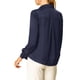 thumbnail image 3 of CAMISAS ELEGANTES PARA MUJER INSPIRADAS CHIC, CON CUELLO PUNTA V Y MANGAS LARGAS, BLUSA DE SATÉN SUAVE, TAMAÑO S, AZUL MARINO, 3 of 8