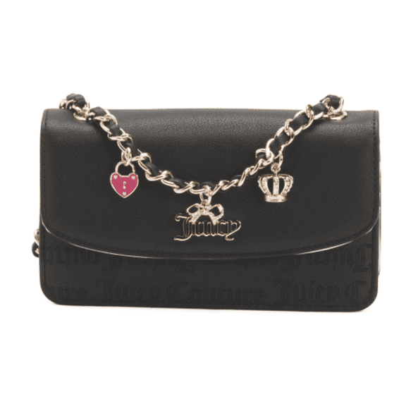 Betsey Johnson Women’s Small Crossbody Shoulder Bag with Chain Detail (Black)