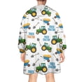 thumbnail image 2 of Wearable Oversized Blanket,Cartoon Tractors Wheelbarrows White Pattern Wearable Blanket Hoodie for Adults,Cozy Hooded Blankets with Super Pockets,Super Warm Fuzzy Pullover for Women & Men, 2 of 6