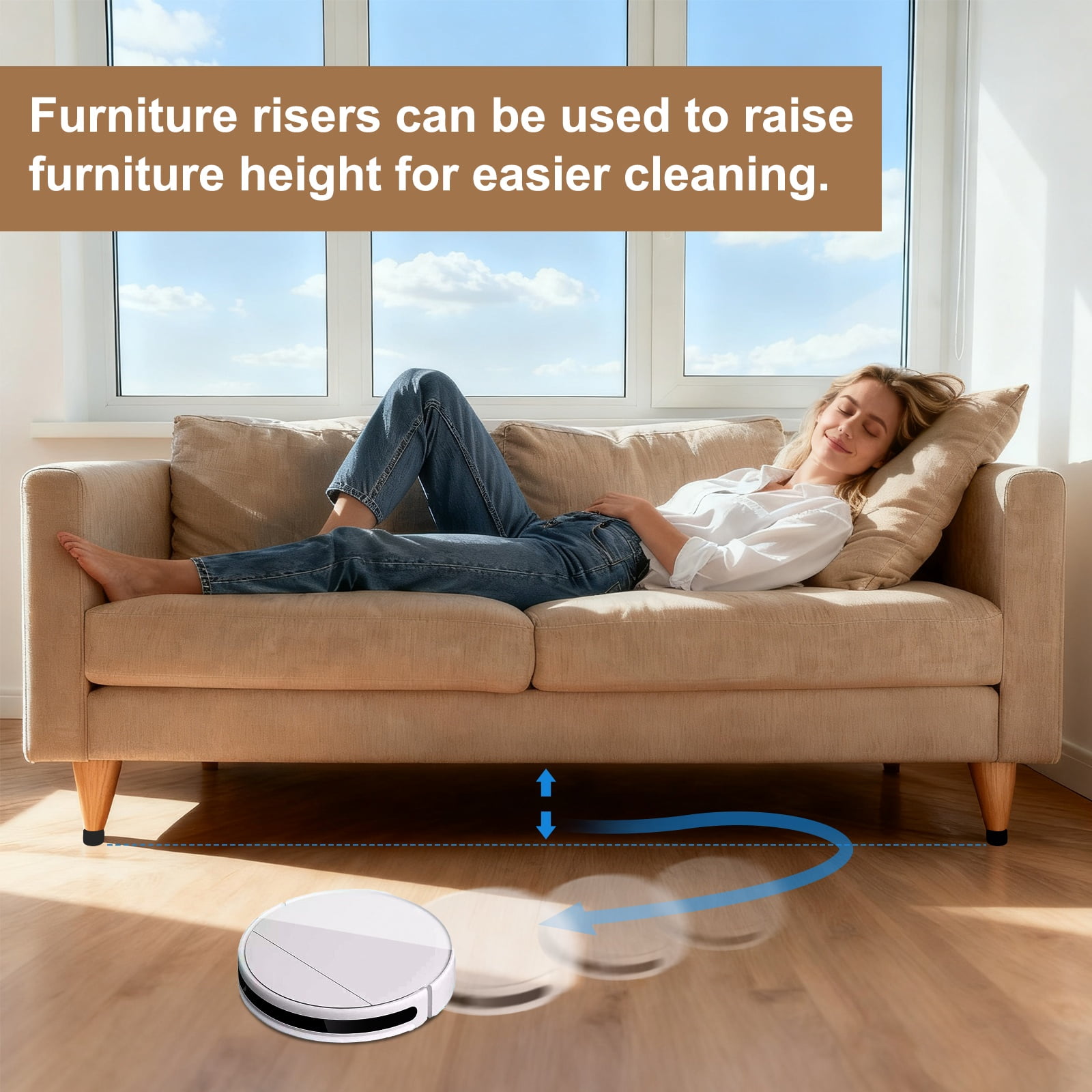 4 Pack Round Self-Adhesive Furniture with Felt Pads 2.36"x1.18", White