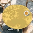 thumbnail image 3 of Solid Color Round Fitted Table Cover Yellow Waterproof Table Cloth with Elastic Edge Wipeable Tablecloth for Picnic Camping Party Fits 55"-60" Diameter, 3 of 8